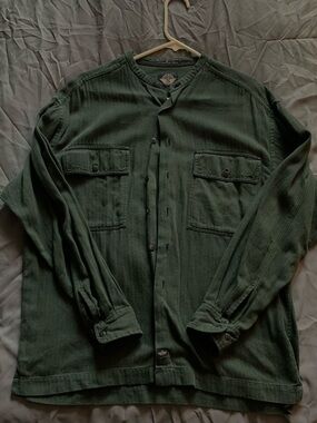 Men's Forest Green Military-Style Button Jacket
